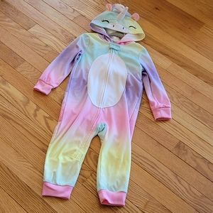 1-Piece Unicorn Hooded Fleece Footless PJs